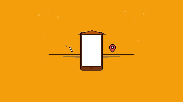 Smartphone with a roof icon and location pin animation appearing in this creative digital graphic design loop video clip motion