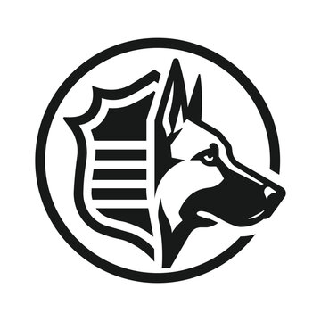 Minimalist K9 patrol dog stripe shield vector logo