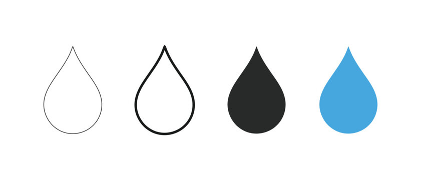 Clean minimalist water drop vector icon with bold outline representing pure moisture, liquid serum, or essential oil. vector illustration