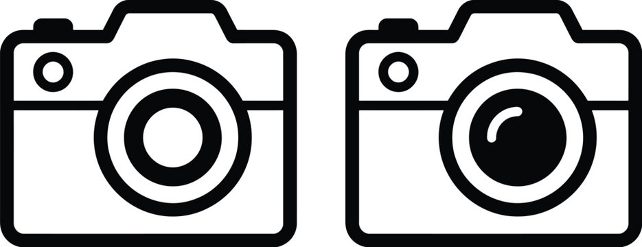Professional camera line icons for photography website and mobile app ui design