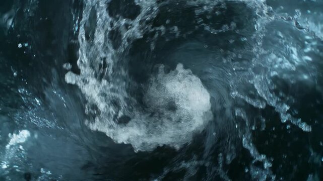 Dynamic water vortex in deep blue with dramatic light and motion abstract liquid flow concept cinematic style