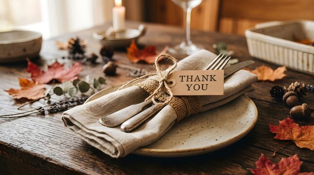 Elegant thanksgiving feast table setting with autumn decor a warm holiday dinner preparation scene