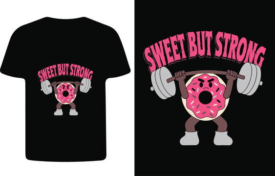 Donut Lifting Weights Vector Illustration With Text Overlay