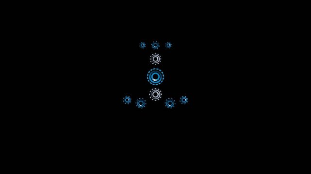 Glowing mechanical gear system rotating in dark space creates a high tech industrial motion animation for modern digital media projects
