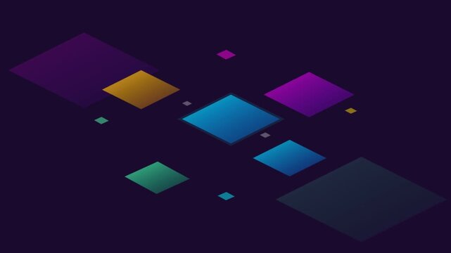 Abstract isometric background with floating colorful gradient squares