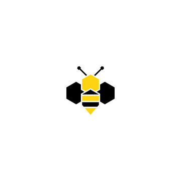 Stylized Bee Icon with Honeycomb Wings.