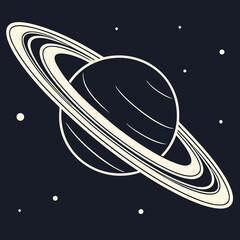 Saturn planet icon with rings in space astronomy universe © Laki Khatun
