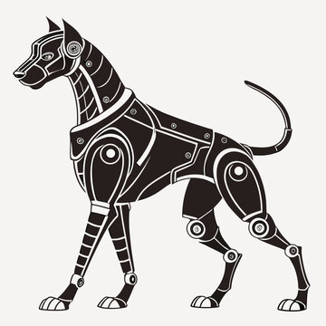 Mechanical robot dog graphic silhouette with mechanical