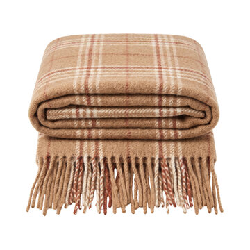 Cozy folded wool blanket with plaid pattern