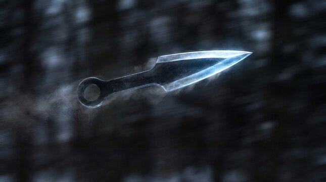 Kunai Knife Frozen in Mid-Air Action