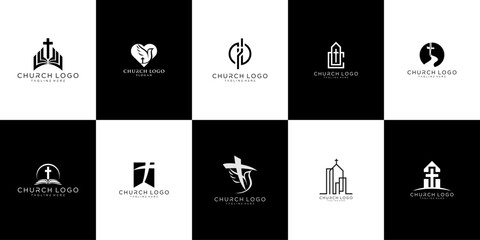 Obraz premium Collection of Church and Christian Logos.