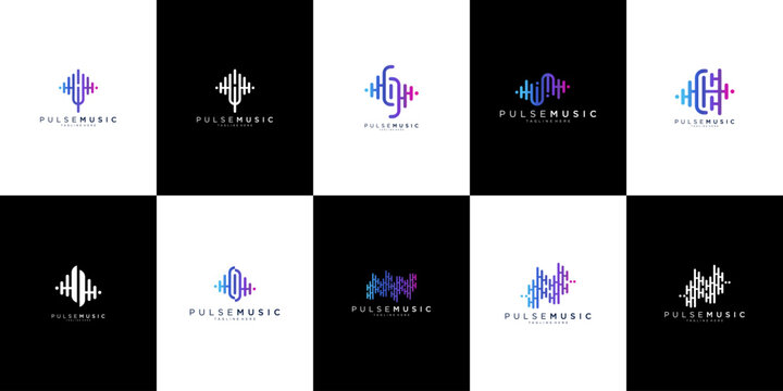 Collection of Music Pulse Logos.