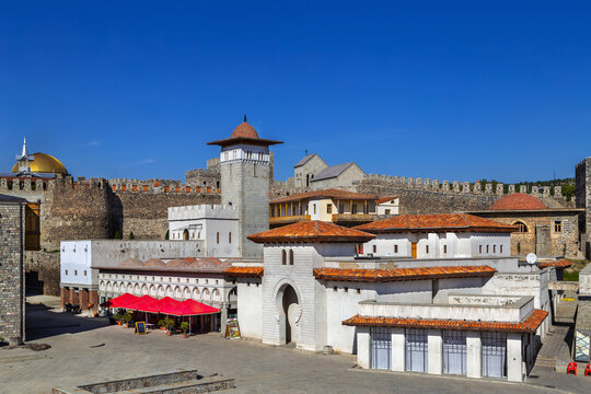 Central square of Rabati Castle fortress complex in Akhaltsikhe, Georgia. Historic stone medieval architecture