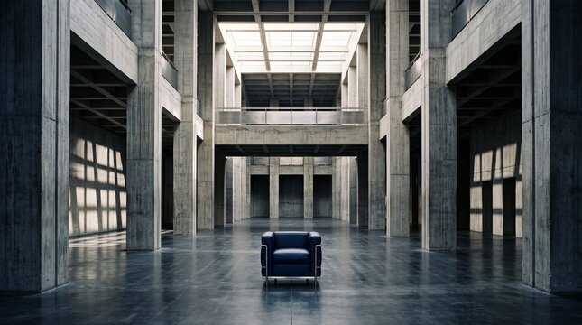 Luxury Modern Chair in Minimalist Concrete Architecture