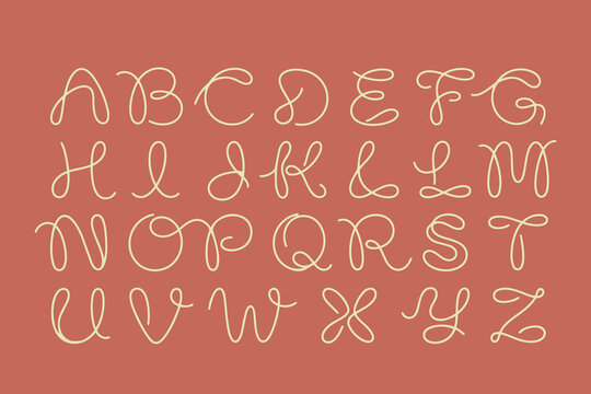 Elegant Continuous Line Art Font Alphabet Design Creative Vector Typography Template