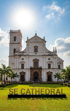 Front Facade of Se Cathedral in Old Goa, India