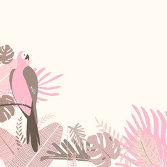 Pastel pink botanical parrot border © Rawpixel.com