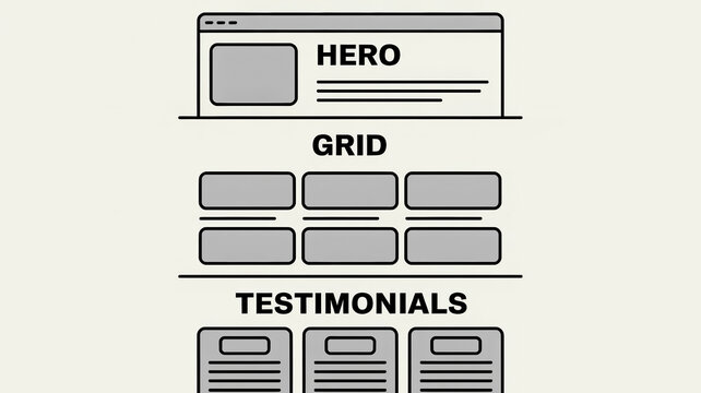 Vector Cyber Monday landing page wireframe layout 16:9