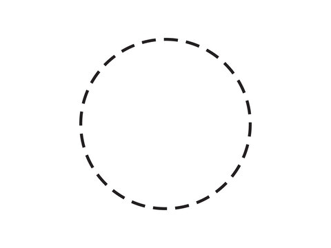 Black dashed circle frame isolated on transparent background modern geometric shape for design elements and graphic overlays