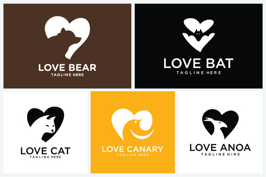 Animal Love Logos Collection.