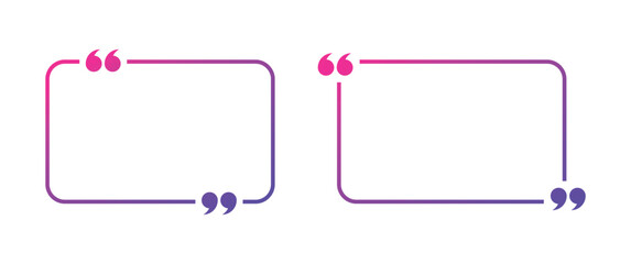 Neon Gradient Quote Box Frame Set, Pink and Purple Testimonial Text Placeholder Vector © MD