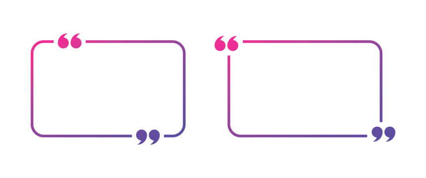 Neon Gradient Quote Box Frame Set, Pink and Purple Testimonial Text Placeholder Vector
