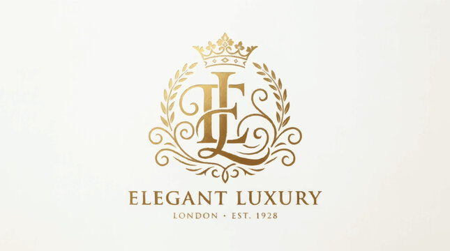 Elegant luxury monogram logo design for premium branding. Minimalist gold and black crest emblem vector for high-end business identity.