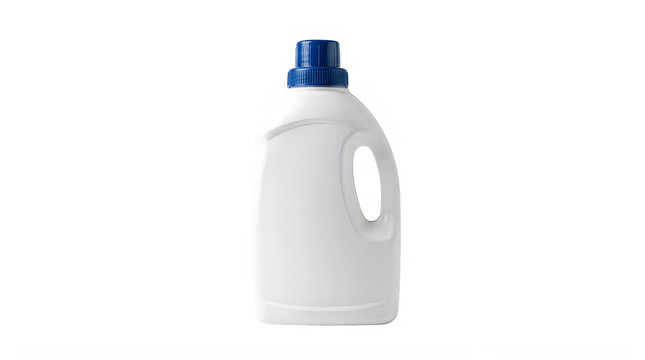 Laundry detergent bottle isolated on white. Plastic container for liquid soap or bleach.