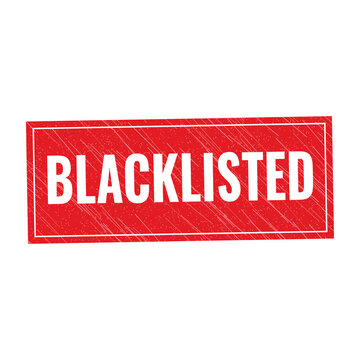 Red blacklisted stamp sign with grunge texture
