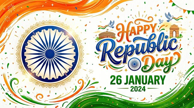 India independence day 2024 vibrant republic day celebration with national symbols