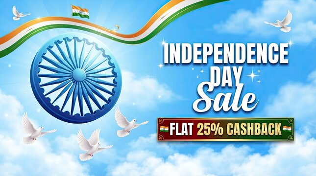 Independence day india sale 25 cashback offer patriotic indian freedom day promotion