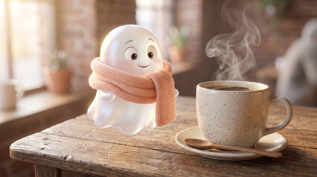 Cute ghost wearing a scarf