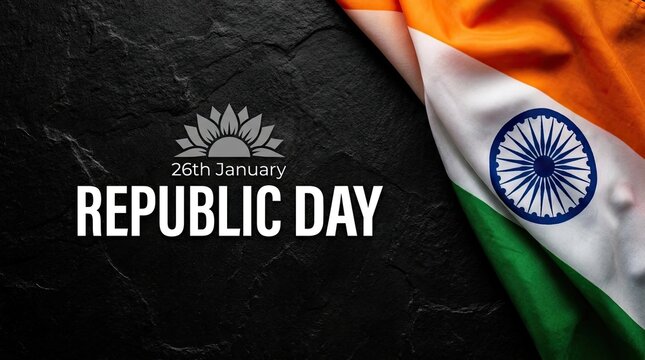 India republic day celebration vibrant flag and national symbol on textured slate