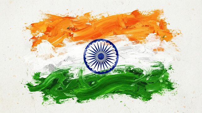India independence day vibrant brushstroke flag for patriotic celebrations