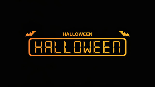 Halloween countdown timer banner with digital clock numbers, black and orange