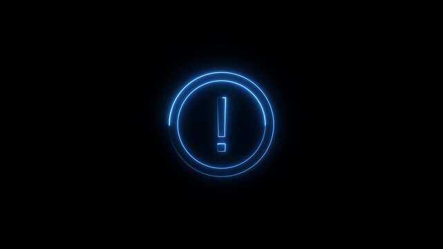 Neon glowing brown color error circle round icon on black background animation
