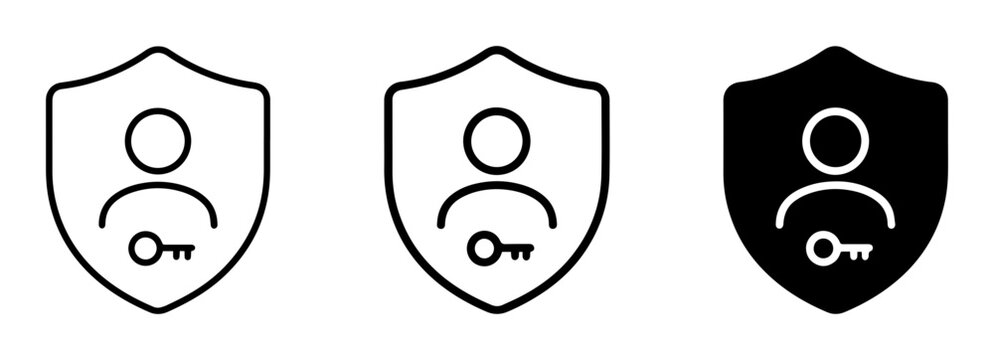 User Security Icons, Personal Data Protection, Access Control, Privacy Shield Vector Set