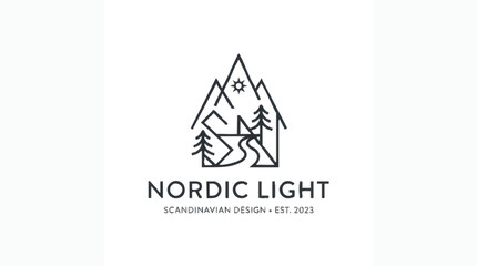 Minimalist Scandinavian style logo design vector. Clean Nordic emblem for modern branding and corporate identity. © aditya