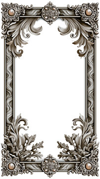Luxury Fantasy Card Game Template with Intricate Ornate Border and White Background.