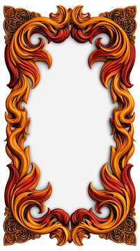 Luxury Fantasy Card Game Template with Intricate Ornate Border and White Background.