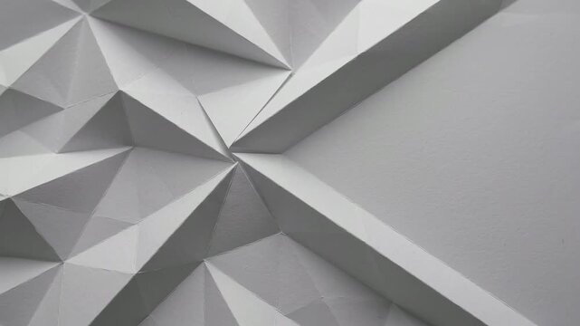 Abstract geometric paper folds creating intricate architectural patterns, minimalist monochrome texture design.