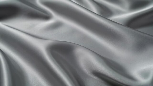 Luxurious silky soft fabric texture background with elegant silver gray smooth drapes.