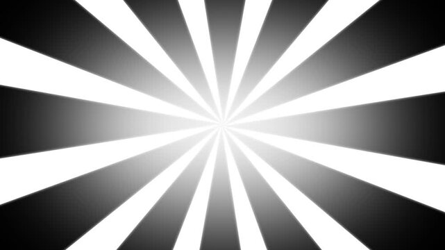 Black and white sunburst radial background, retro comic book style motion abstract monochrome