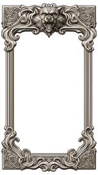 Luxury Fantasy Card Game Template with Intricate Ornate Border and White Background.