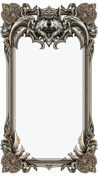 Luxury Fantasy Card Game Template with Intricate Ornate Border and White Background.