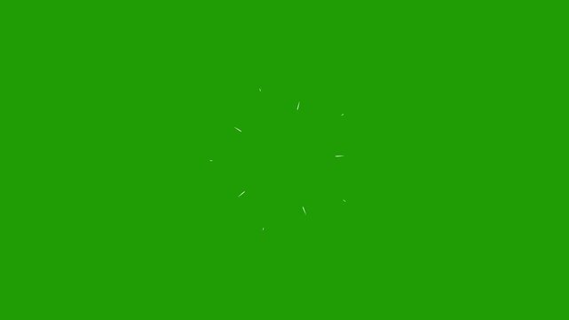 Circle fireworks burst animation with shiny glowing line sparks, ellipse pop up explosion effect, firework motion graphics design on green background in 4K video