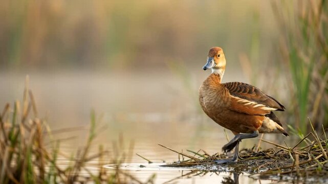 fulvous whistling duck close up in everglades national park florida morning light video