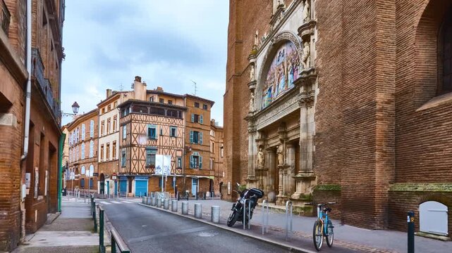 Church Notre-Dame la Dalbade is located Rue de la Dalbade in district of Carmelites in Toulouse, France. Current building, rather austere from outside, is typical of southern Gothic architecture.