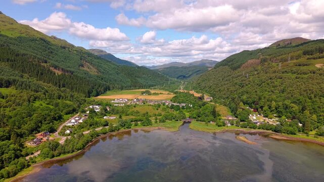 View of Lochgoilhead, a village located in Western Scotland at the head of Loch Goil.