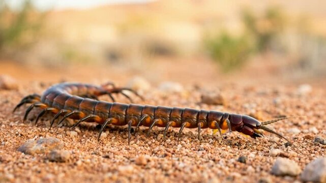 giant desert centipede close up in sonoran desert arizona morning light video